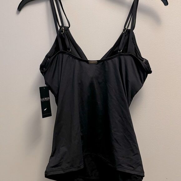 RALPH LAUREN Women's Double-Strap-Front Tankini Top Beach Solids Twist Camikini - Picture 4 of 8